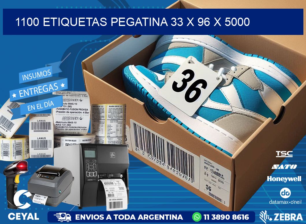 1100 ETIQUETAS PEGATINA 33 x 96 x 5000