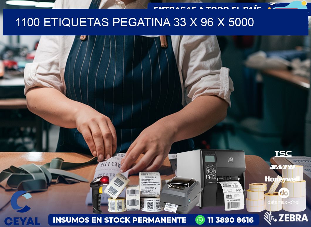 1100 ETIQUETAS PEGATINA 33 x 96 x 5000