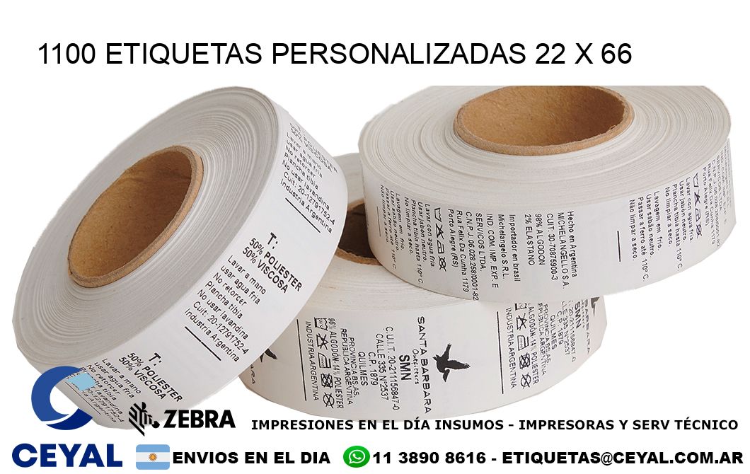 1100 ETIQUETAS PERSONALIZADAS 22 x 66