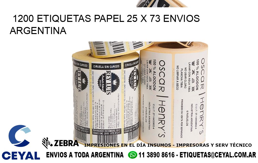 1200 ETIQUETAS PAPEL 25 x 73 ENVIOS ARGENTINA