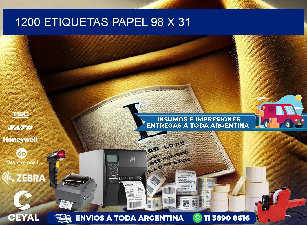 1200 ETIQUETAS PAPEL 98 x 31