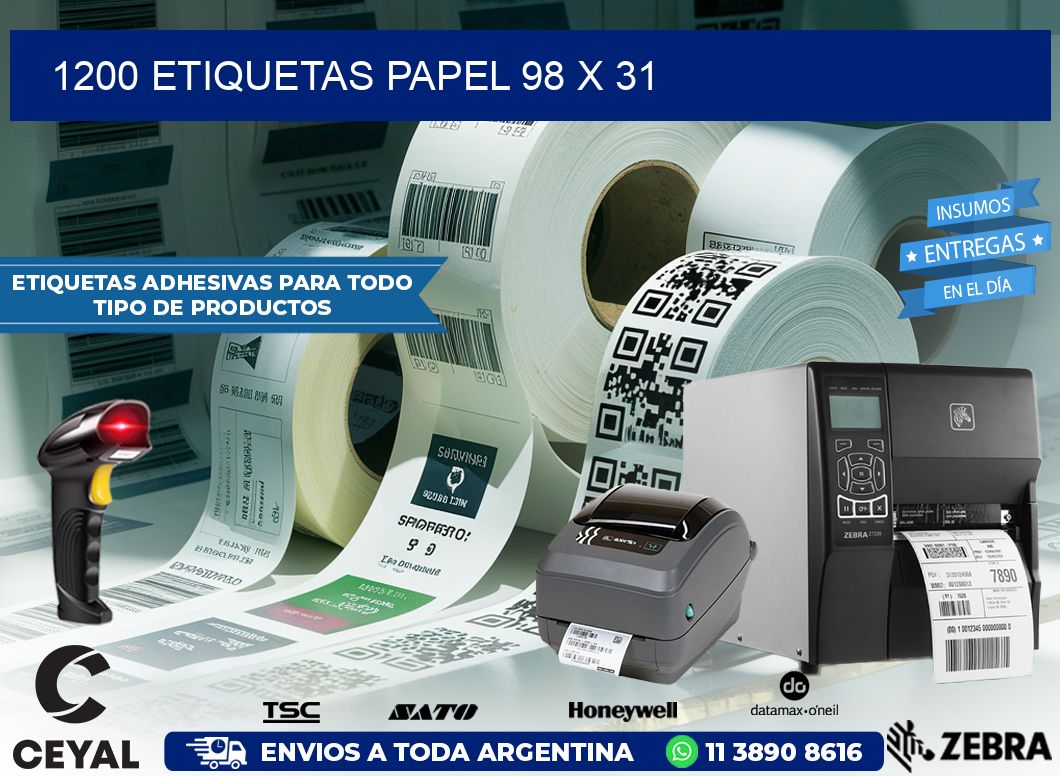 1200 ETIQUETAS PAPEL 98 x 31