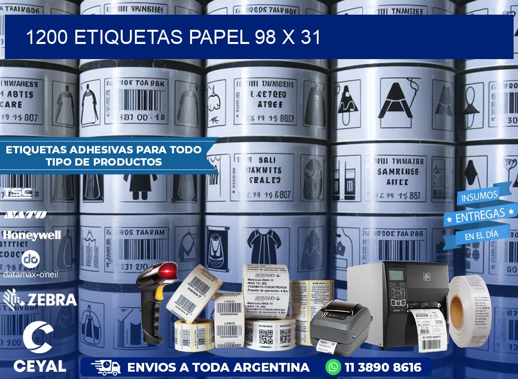 1200 ETIQUETAS PAPEL 98 x 31