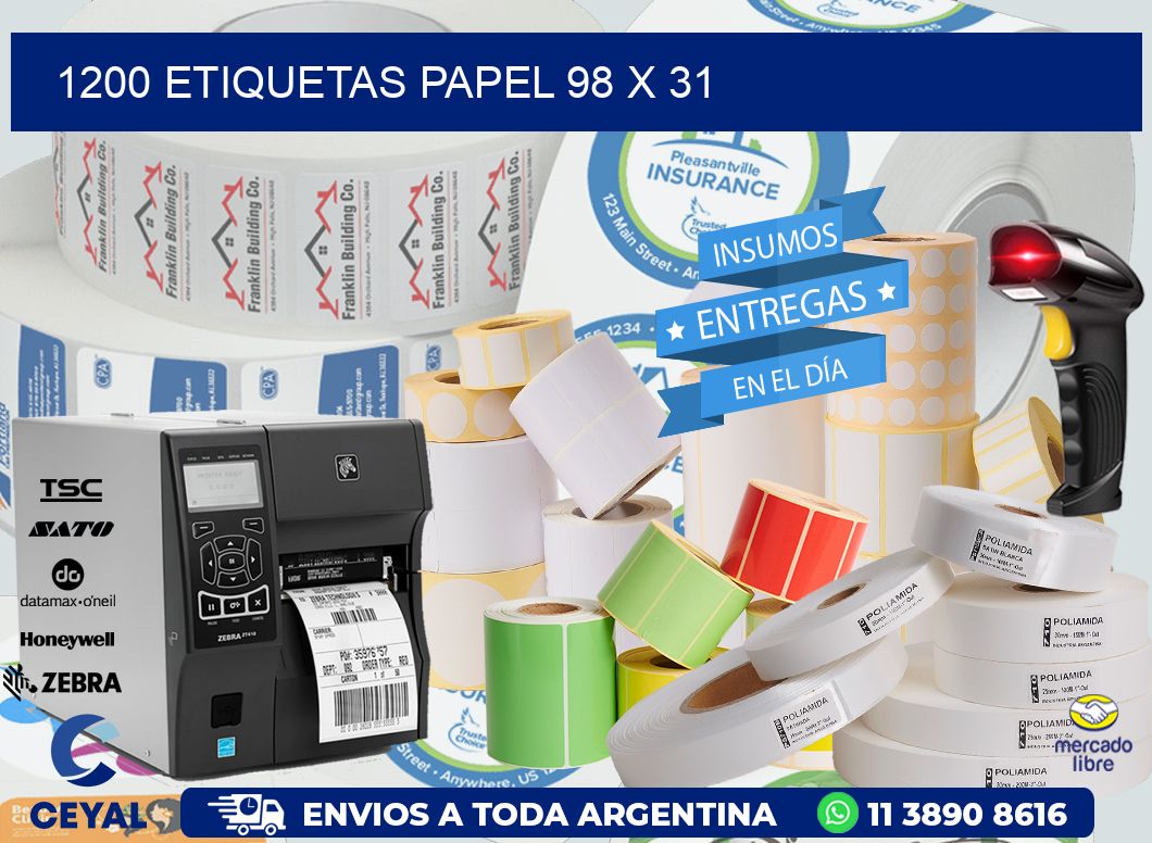 1200 ETIQUETAS PAPEL 98 x 31