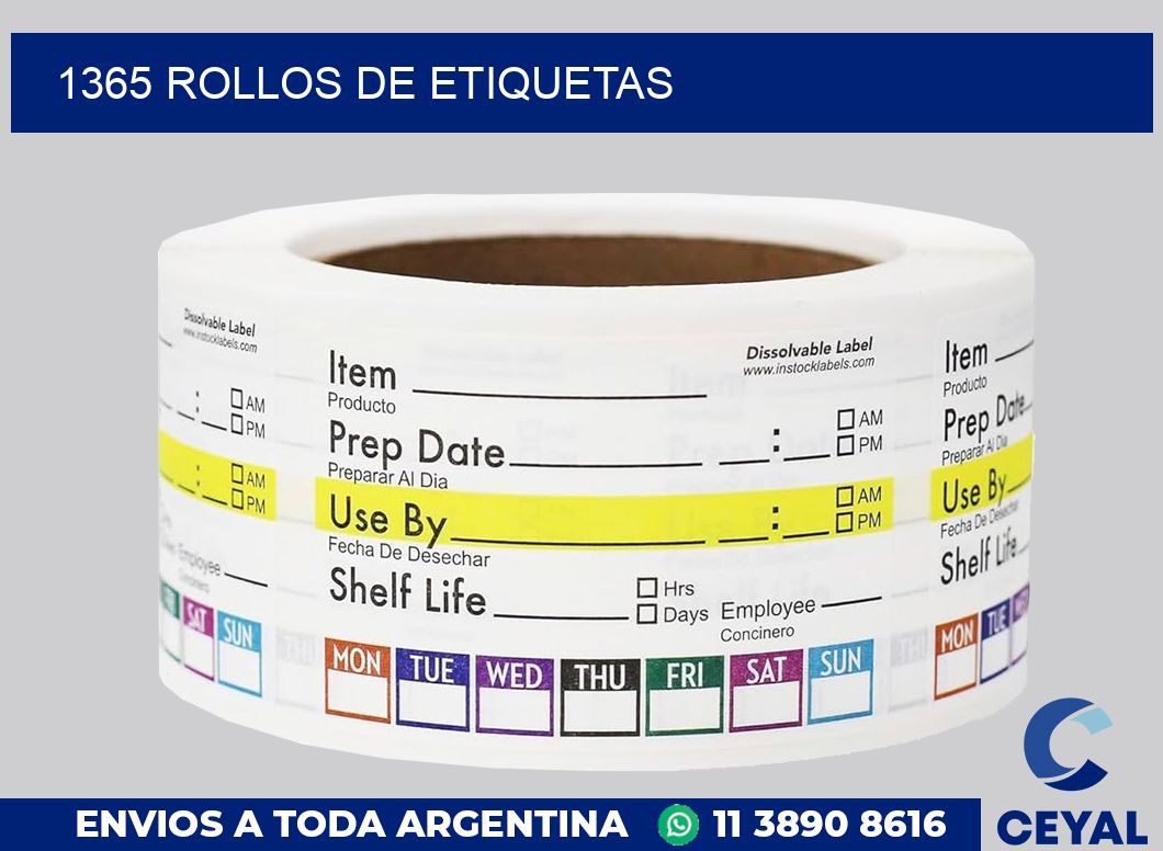 1365 ROLLOS DE ETIQUETAS