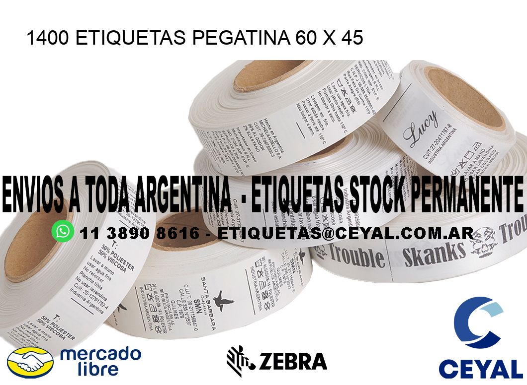 1400 ETIQUETAS PEGATINA 60 x 45