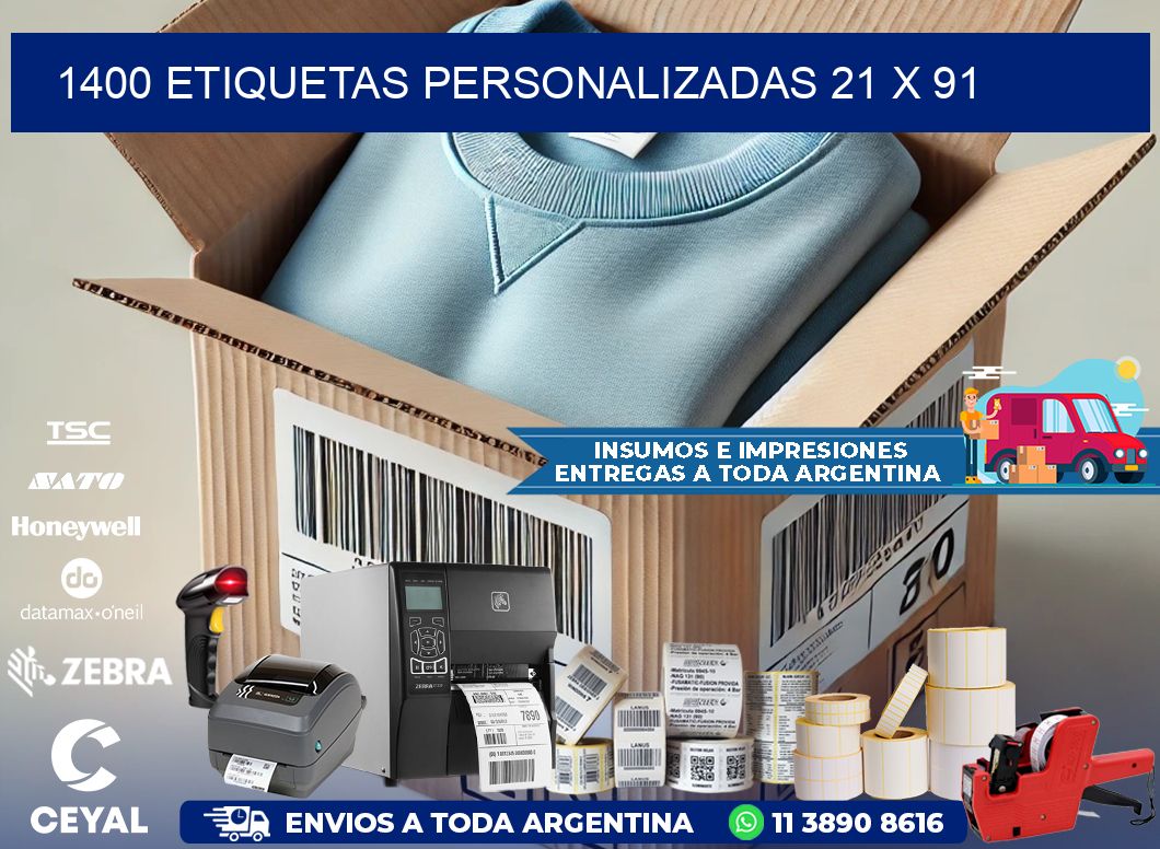 1400 ETIQUETAS PERSONALIZADAS 21 x 91