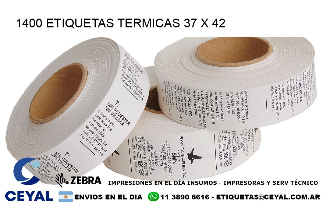 1400 ETIQUETAS TERMICAS 37 x 42