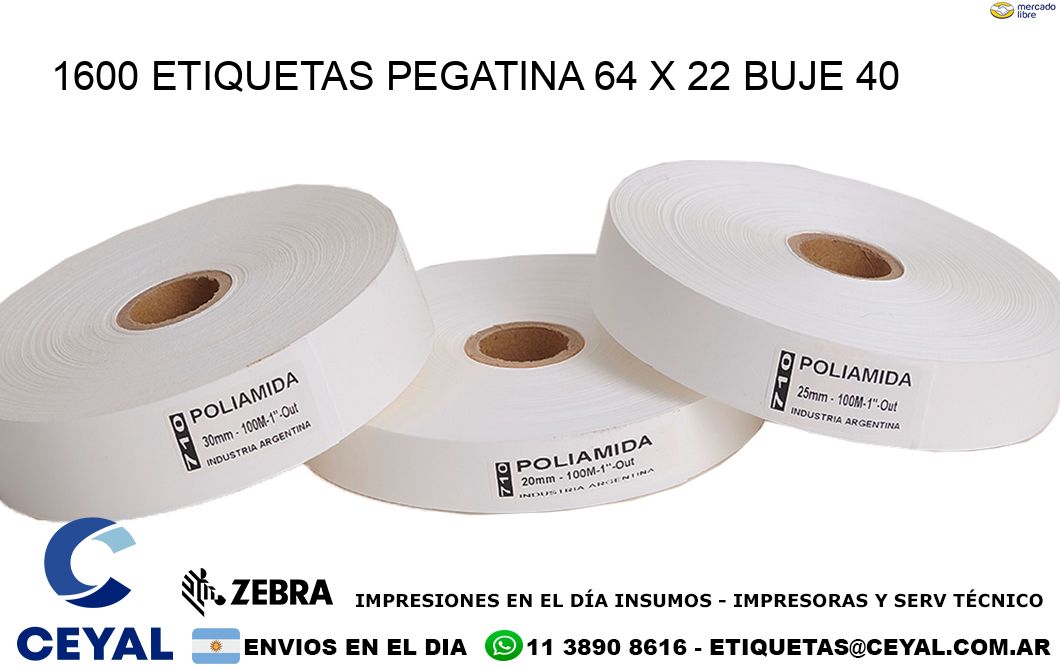 1600 ETIQUETAS PEGATINA 64 x 22 buje 40