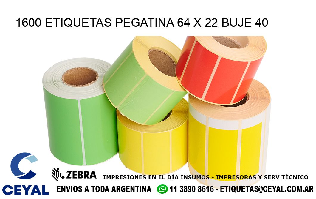 1600 ETIQUETAS PEGATINA 64 x 22 buje 40