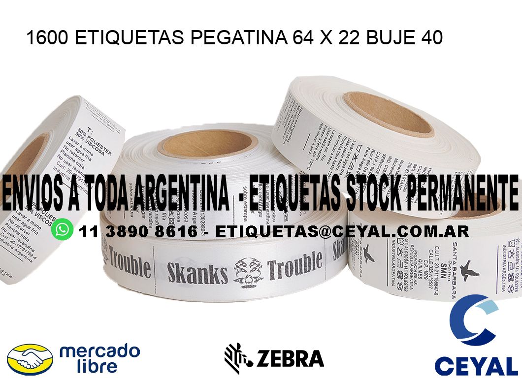 1600 ETIQUETAS PEGATINA 64 x 22 buje 40