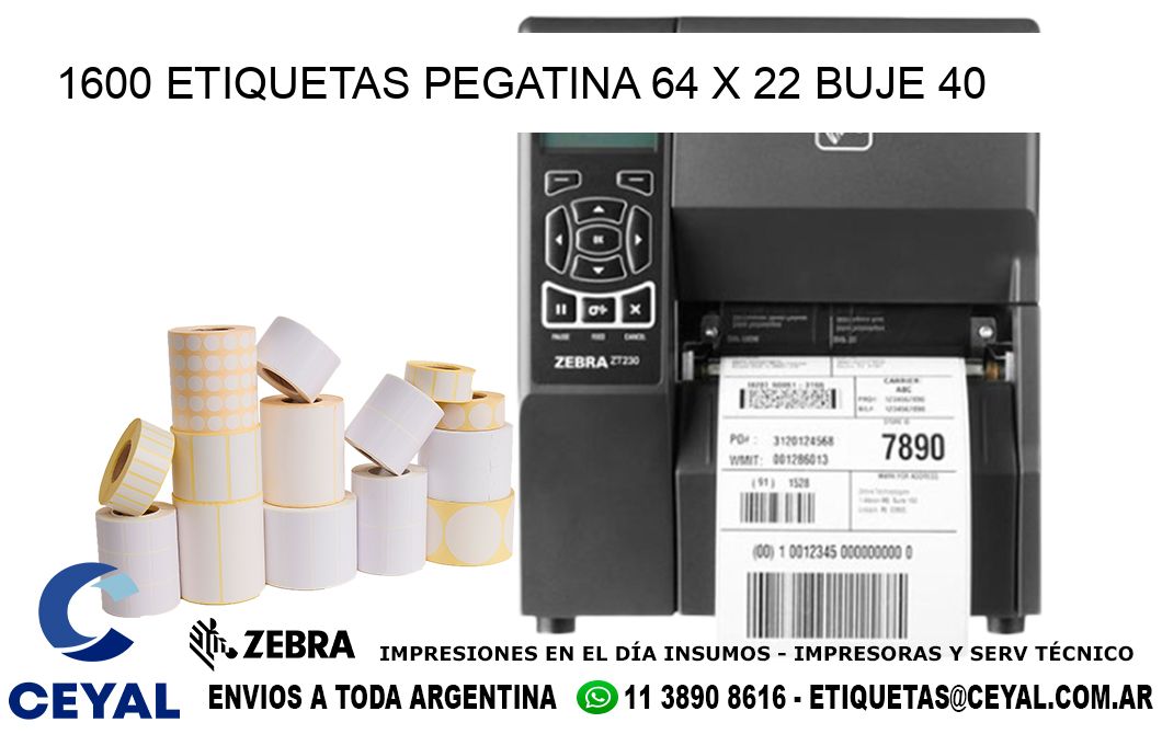 1600 ETIQUETAS PEGATINA 64 x 22 buje 40