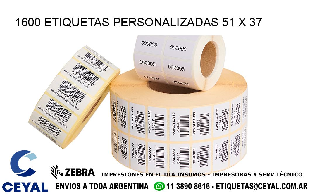 1600 ETIQUETAS PERSONALIZADAS 51 x 37