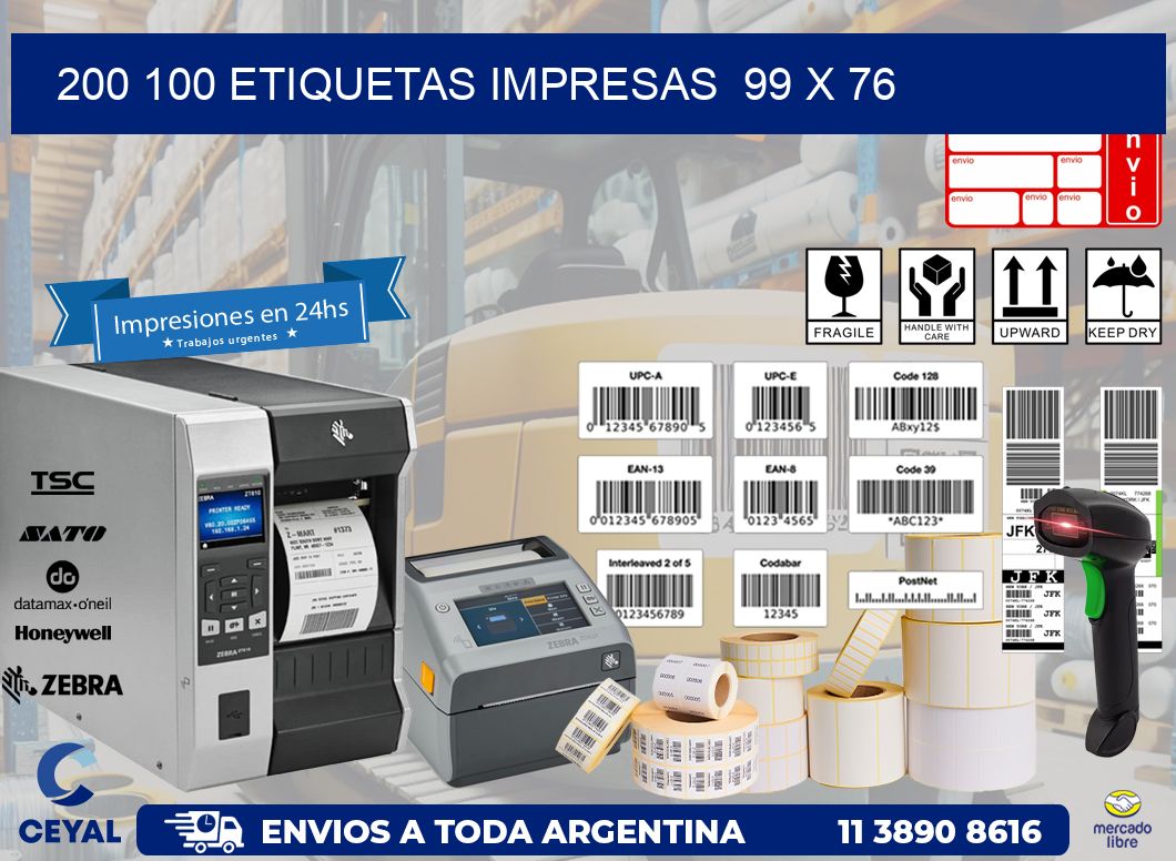 200 100 ETIQUETAS IMPRESAS  99 x 76