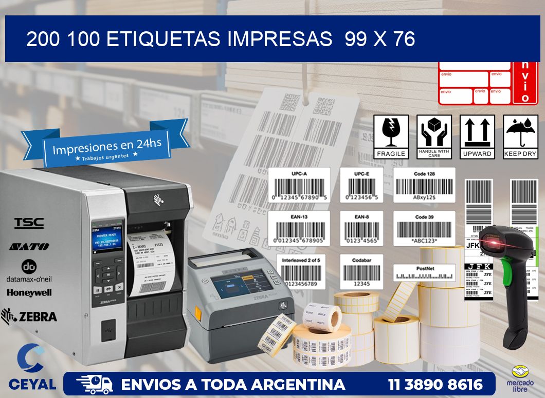 200 100 ETIQUETAS IMPRESAS  99 x 76