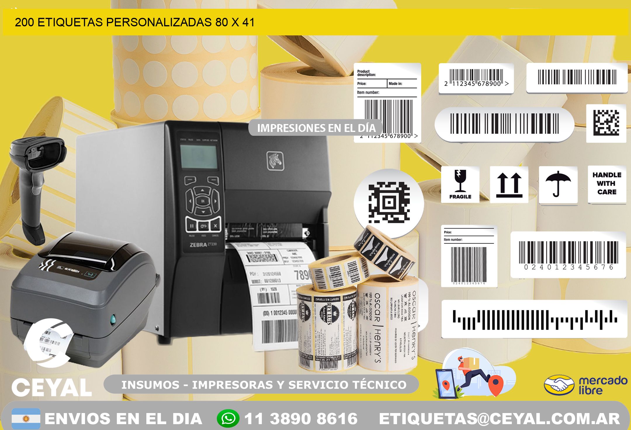 200 ETIQUETAS PERSONALIZADAS 80 x 41