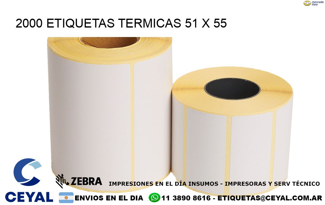 2000 ETIQUETAS TERMICAS 51 x 55