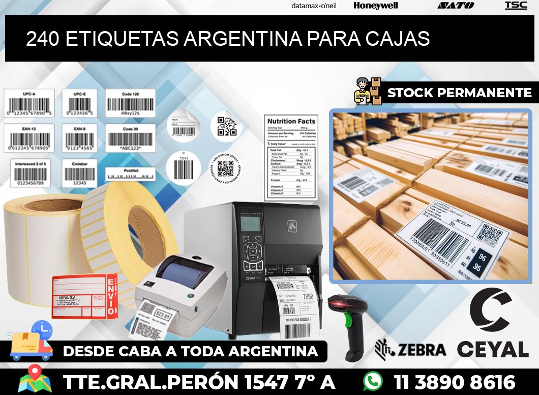 240 ETIQUETAS ARGENTINA PARA CAJAS