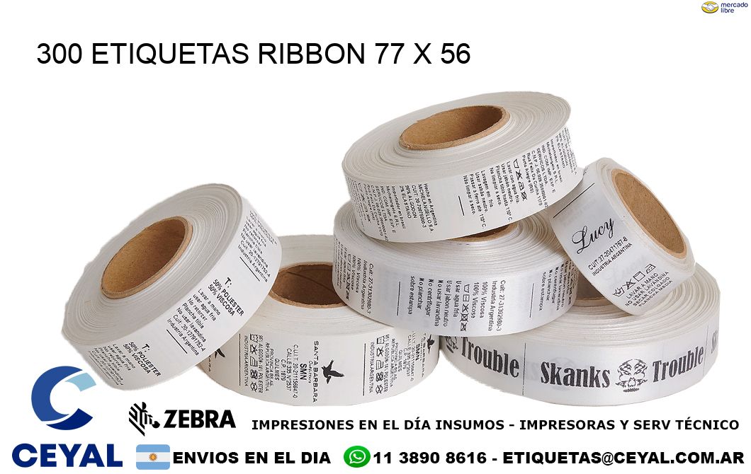 300 ETIQUETAS RIBBON 77 x 56