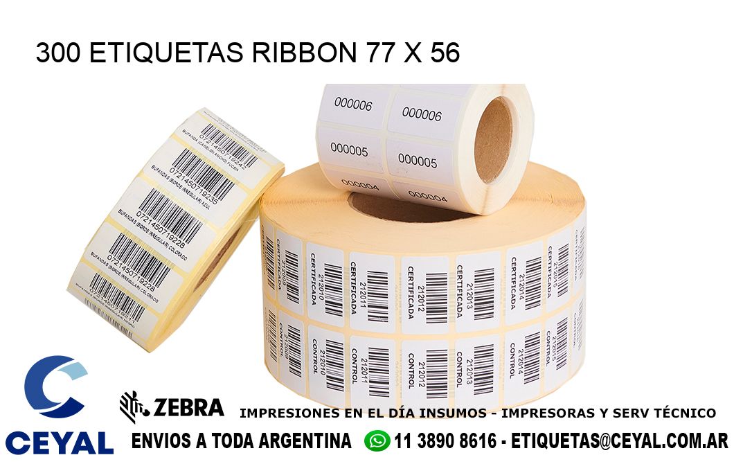 300 ETIQUETAS RIBBON 77 x 56