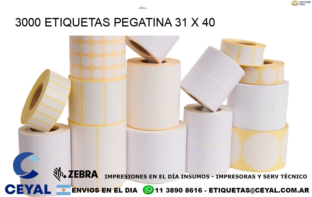 3000 ETIQUETAS PEGATINA 31 x 40