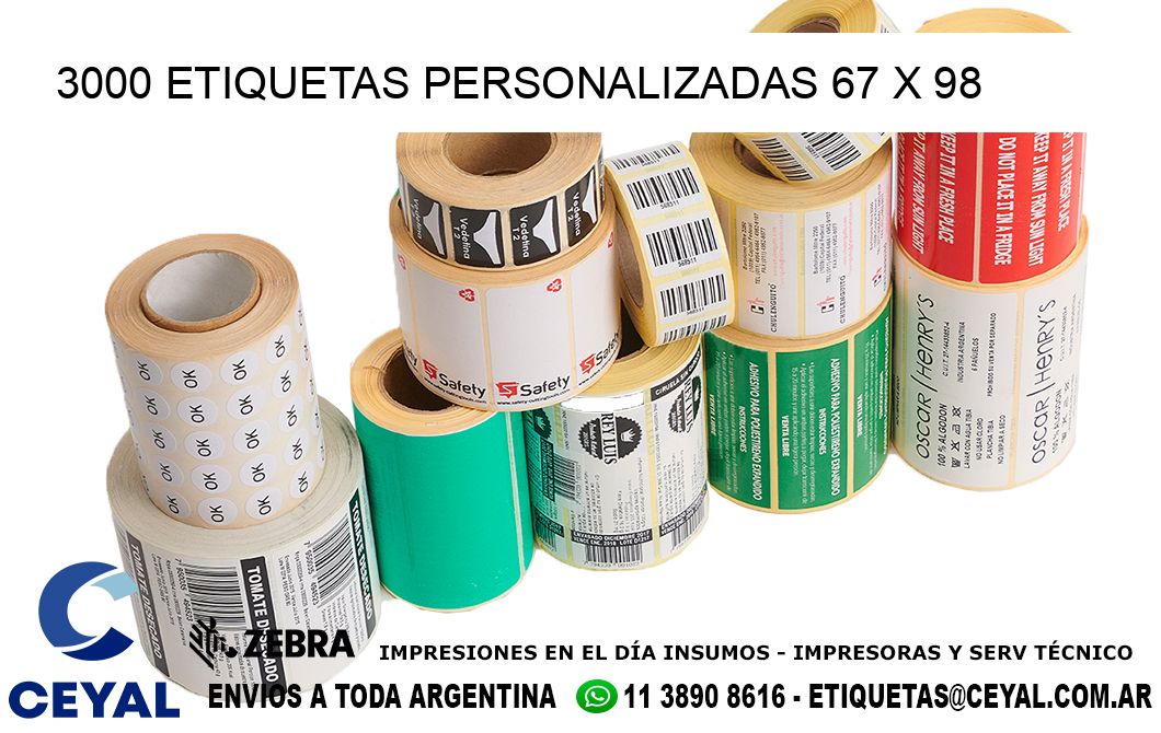 3000 ETIQUETAS PERSONALIZADAS 67 x 98