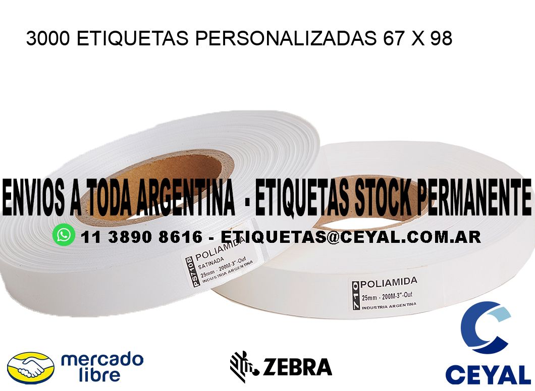 3000 ETIQUETAS PERSONALIZADAS 67 x 98