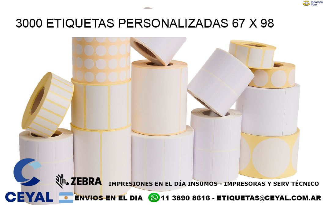 3000 ETIQUETAS PERSONALIZADAS 67 x 98