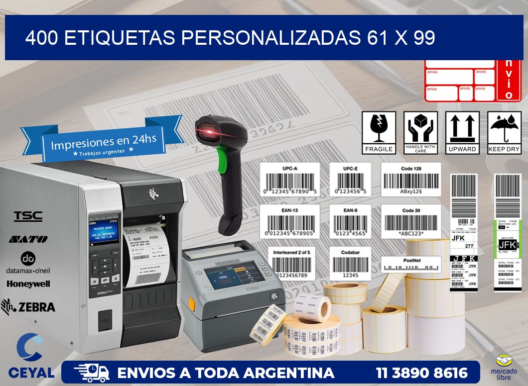 400 ETIQUETAS PERSONALIZADAS 61 x 99