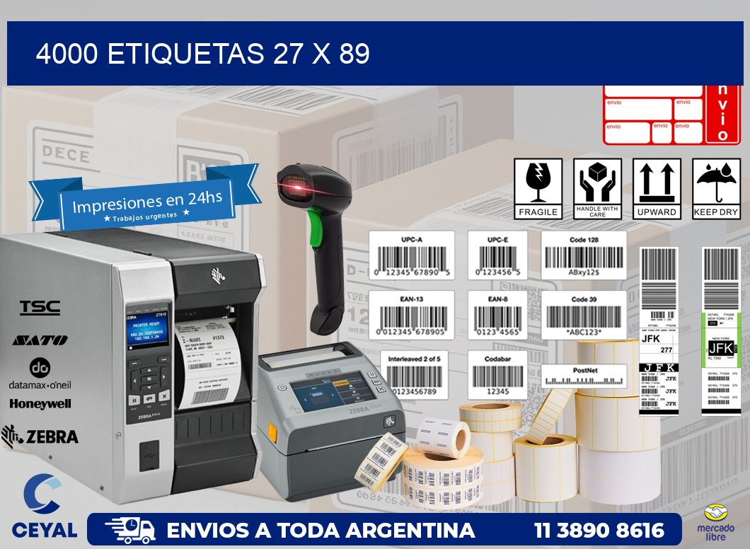 4000 ETIQUETAS 27 x 89