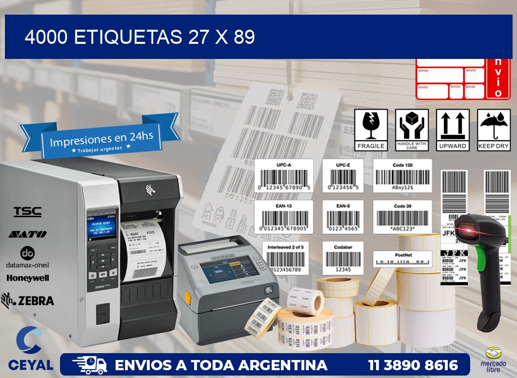 4000 ETIQUETAS 27 x 89