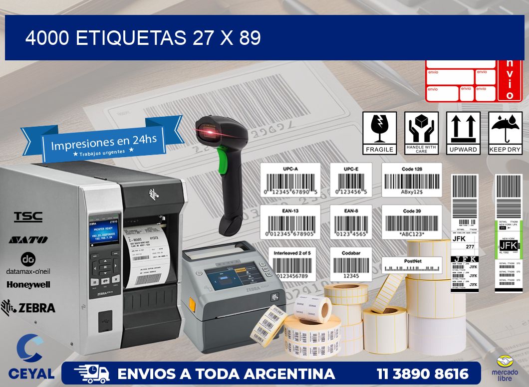 4000 ETIQUETAS 27 x 89