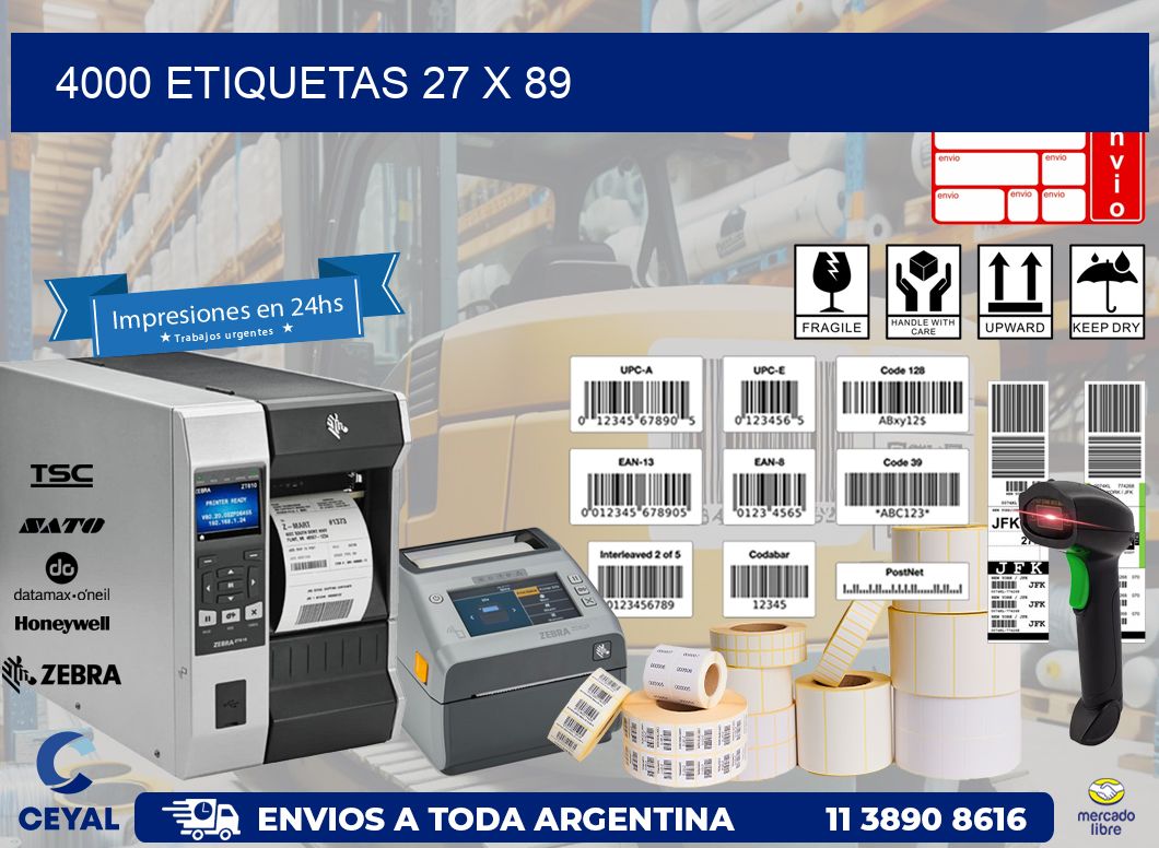 4000 ETIQUETAS 27 x 89