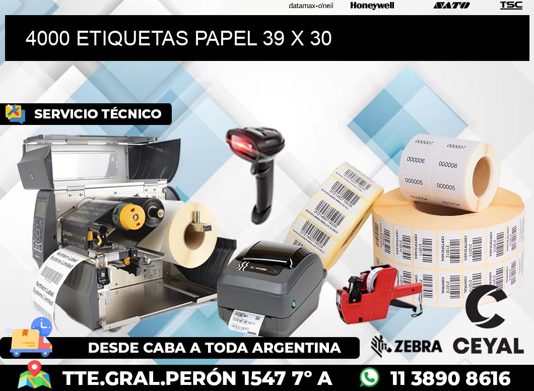 4000 ETIQUETAS PAPEL 39 x 30