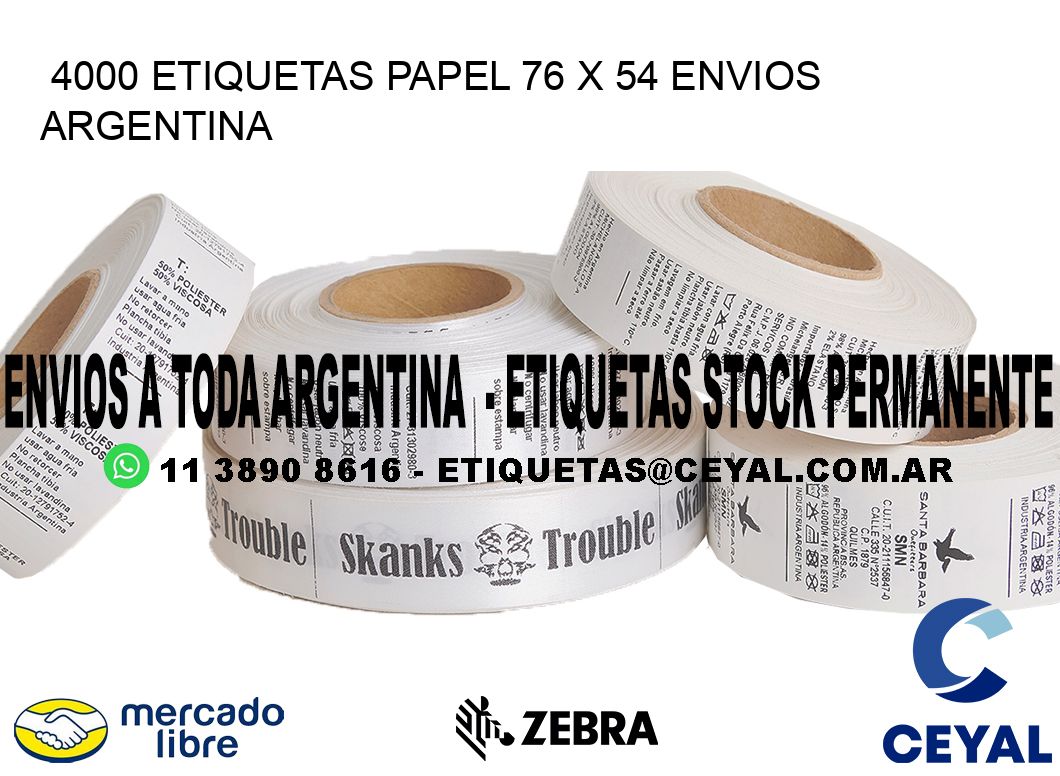 4000 ETIQUETAS PAPEL 76 x 54 ENVIOS ARGENTINA