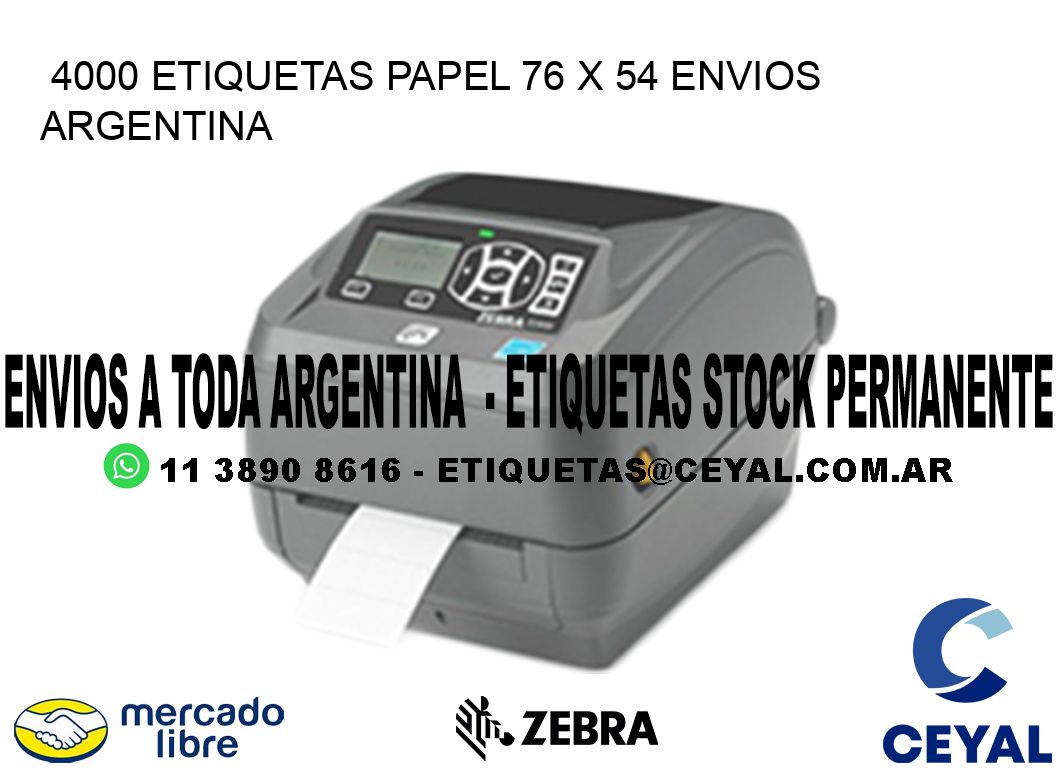 4000 ETIQUETAS PAPEL 76 x 54 ENVIOS ARGENTINA