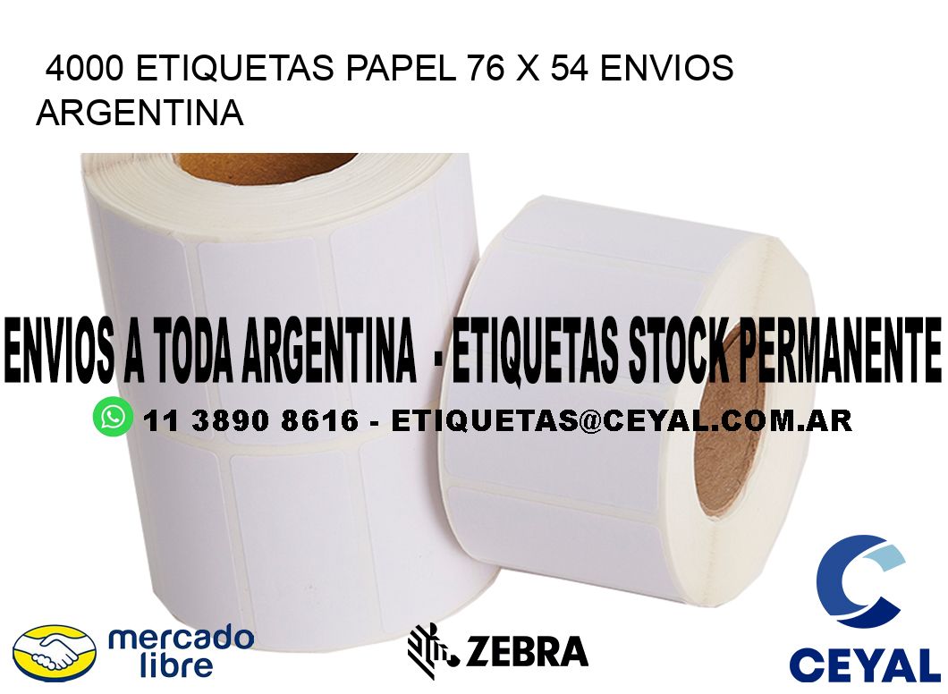 4000 ETIQUETAS PAPEL 76 x 54 ENVIOS ARGENTINA