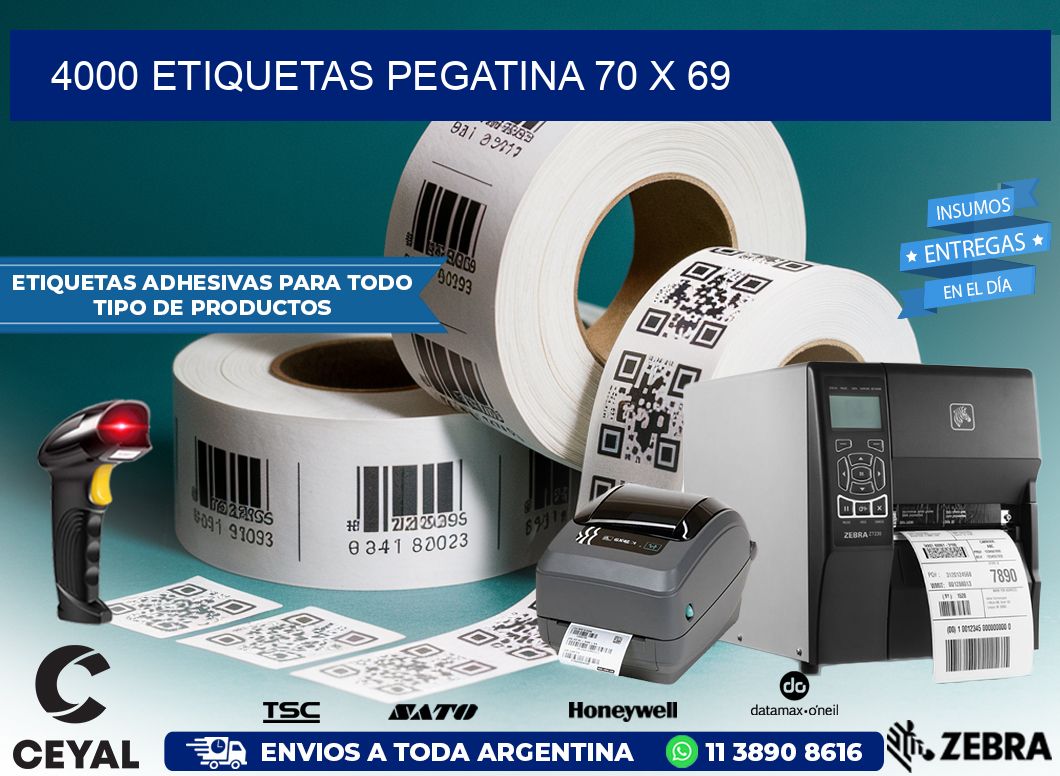 4000 ETIQUETAS PEGATINA 70 x 69