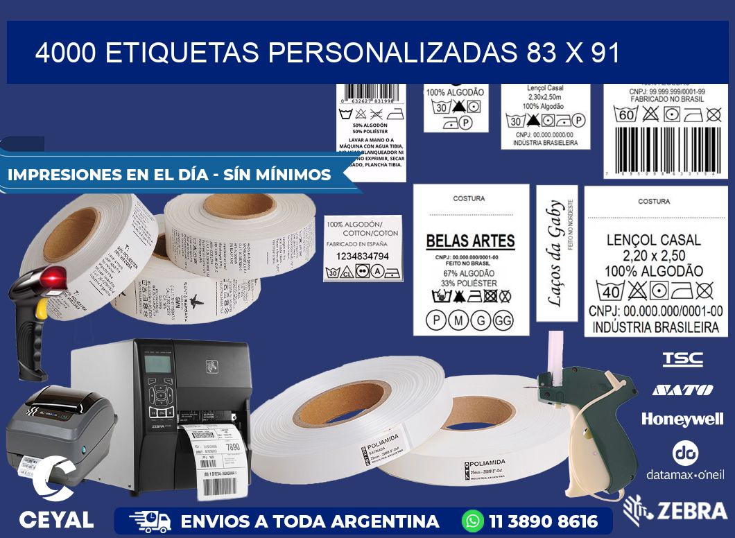 4000 ETIQUETAS PERSONALIZADAS 83 x 91