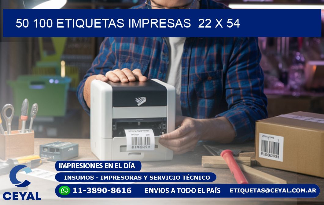 50 100 ETIQUETAS IMPRESAS  22 x 54