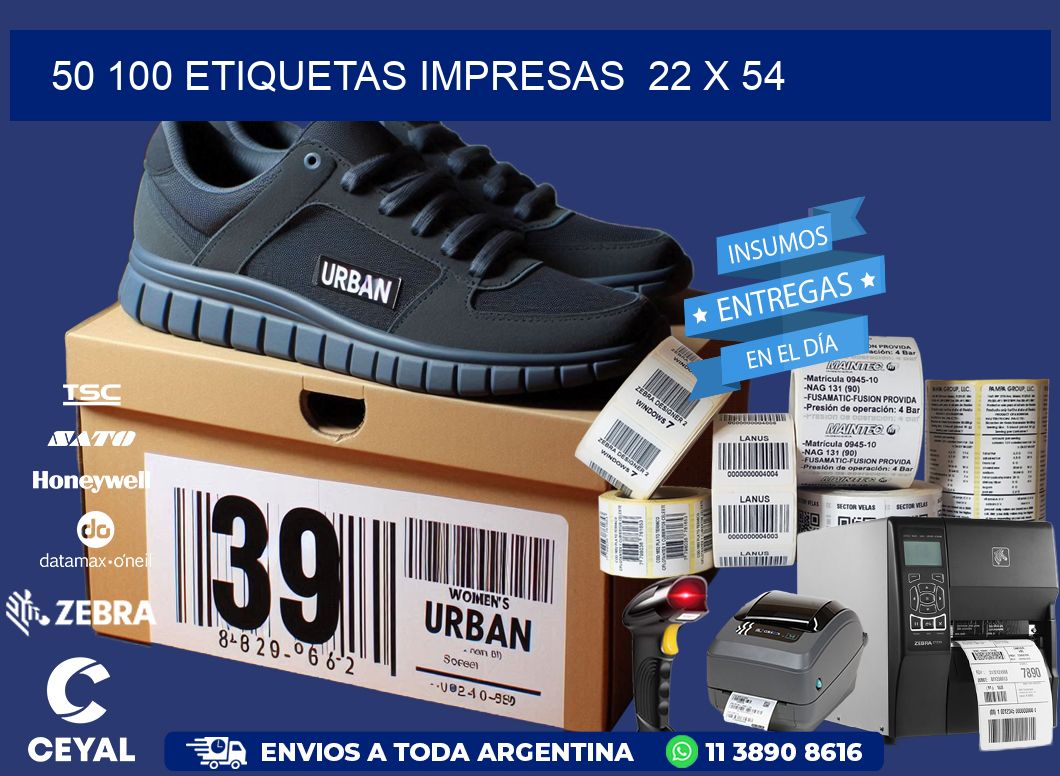 50 100 ETIQUETAS IMPRESAS  22 x 54