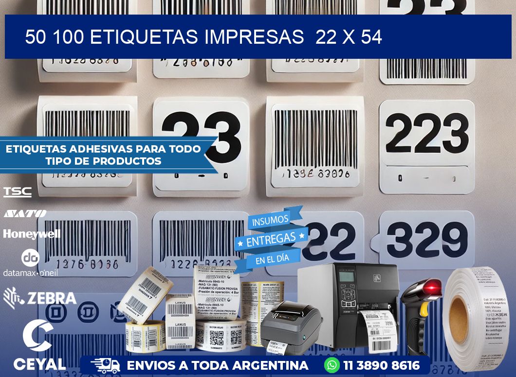 50 100 ETIQUETAS IMPRESAS  22 x 54