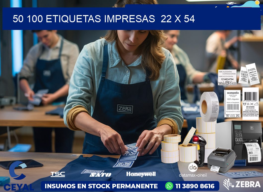 50 100 ETIQUETAS IMPRESAS  22 x 54