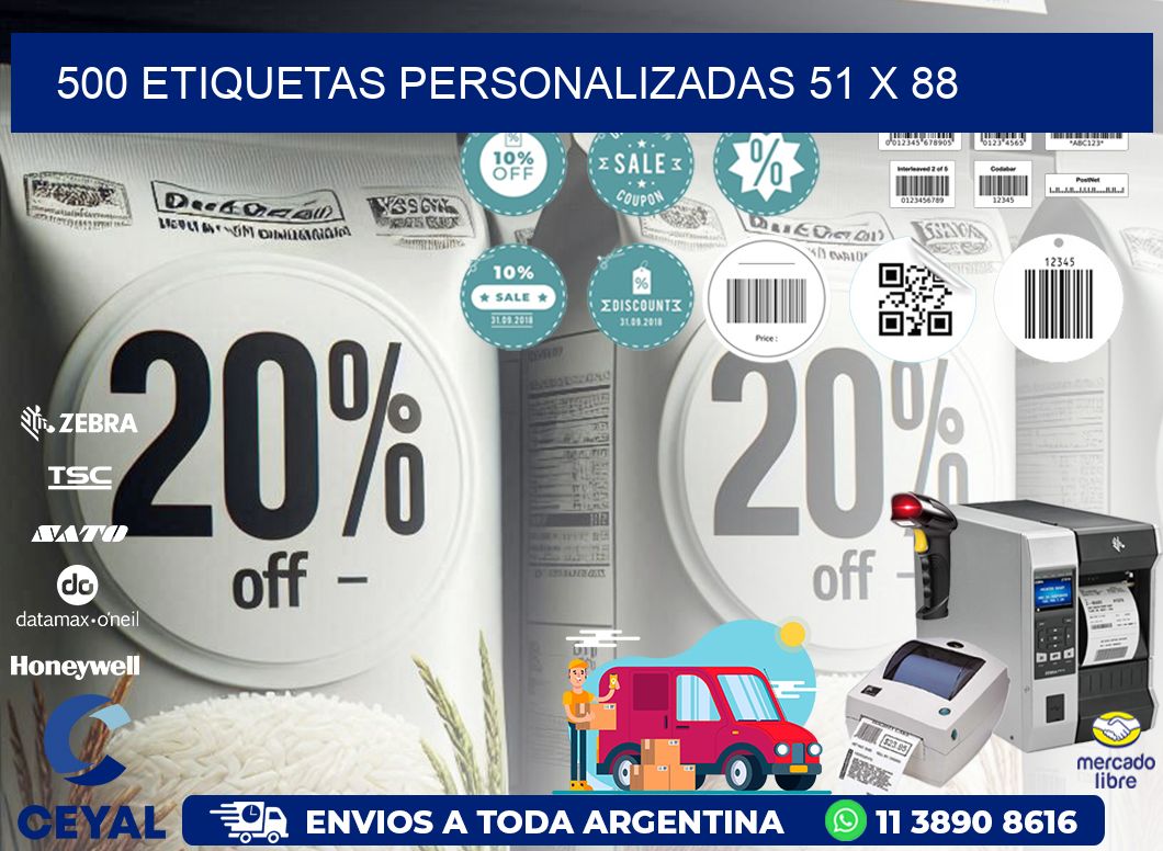 500 ETIQUETAS PERSONALIZADAS 51 x 88