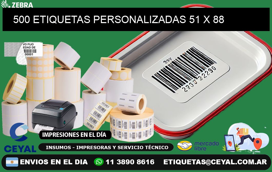 500 ETIQUETAS PERSONALIZADAS 51 x 88