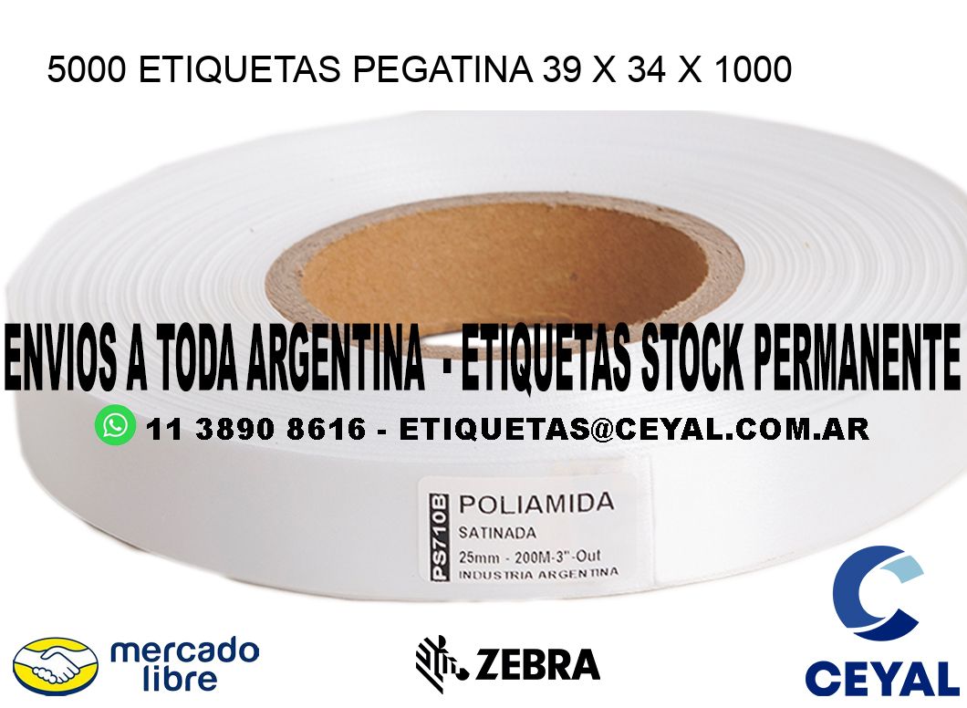 5000 ETIQUETAS PEGATINA 39 x 34 x 1000