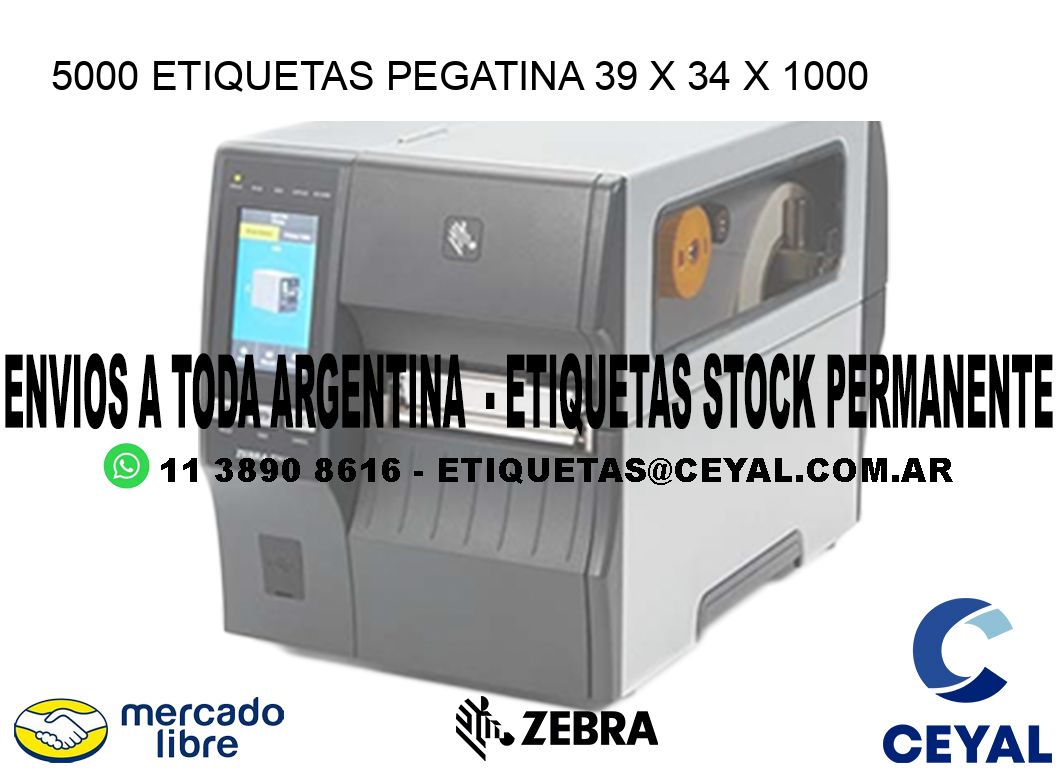 5000 ETIQUETAS PEGATINA 39 x 34 x 1000