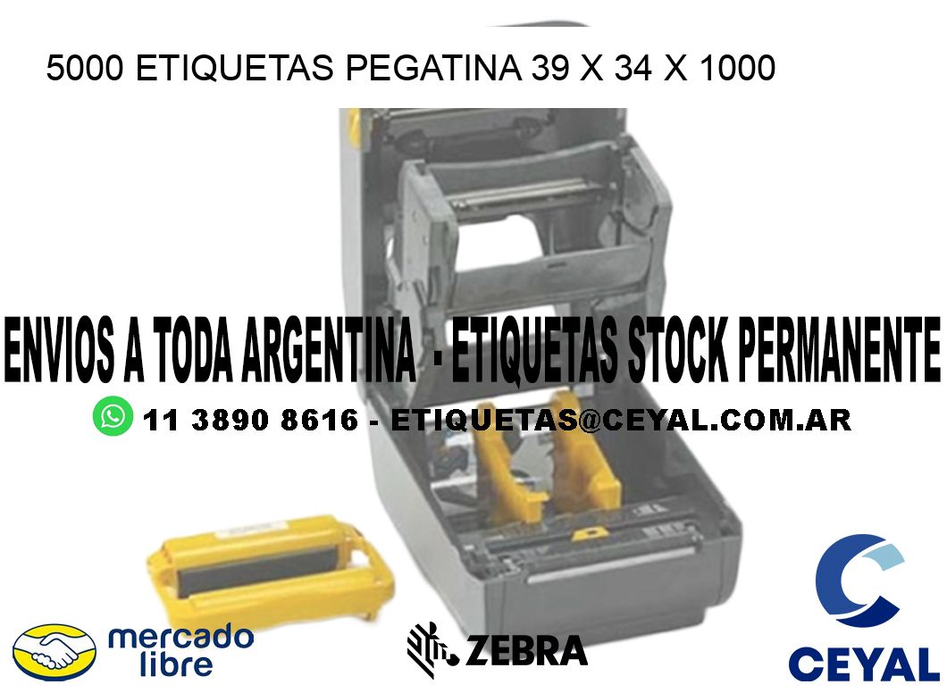 5000 ETIQUETAS PEGATINA 39 x 34 x 1000