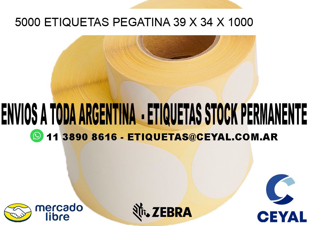 5000 ETIQUETAS PEGATINA 39 x 34 x 1000