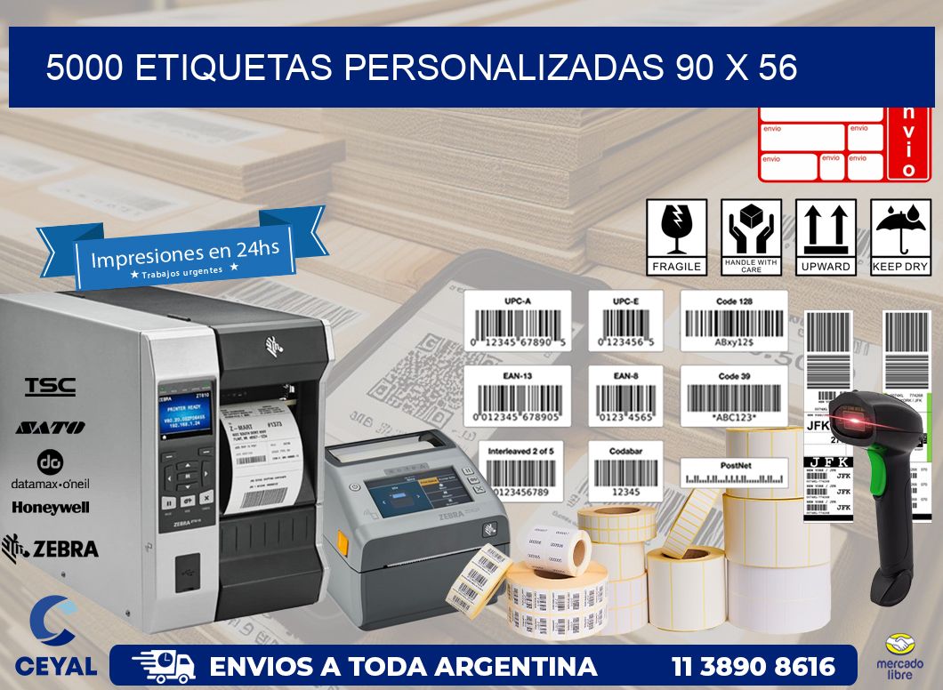 5000 ETIQUETAS PERSONALIZADAS 90 x 56